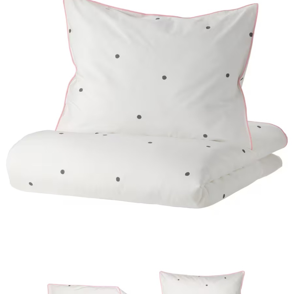2 set White Polka Dot Bedding Set, good for twins.